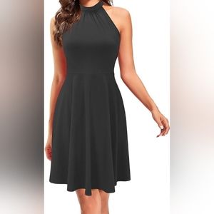 Sz M Halter Neck Stretch Sleeveless Casual Dress